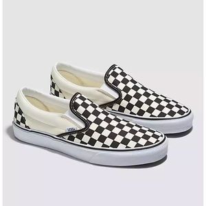 Vans Classic Slip-On, Black Off White Checkerboard Size 8.